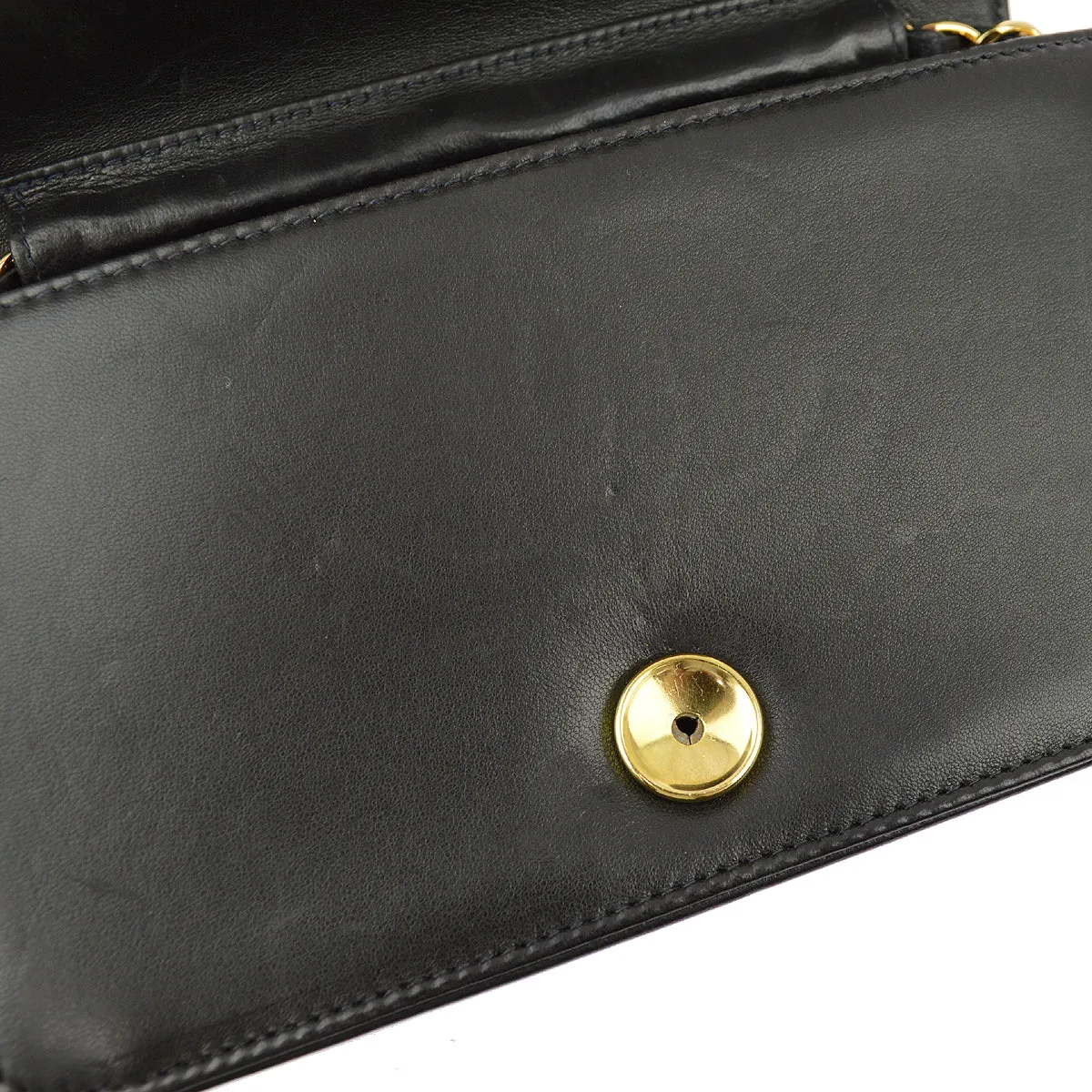 Chanel Black Lambskin Pushlock Mini Full Flap Shoulder Bag