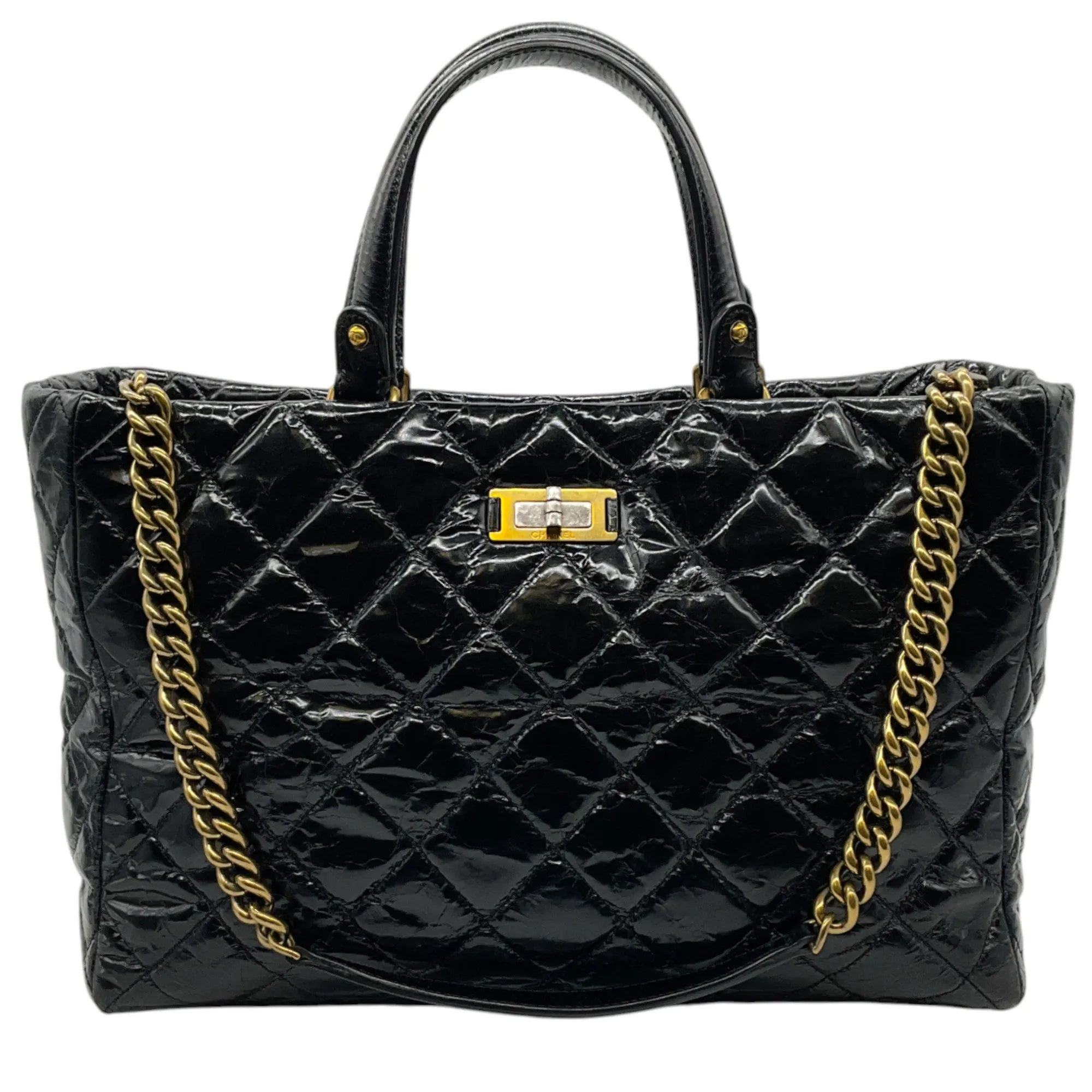 Chanel Black Quilted Glazed Calfskin Tote