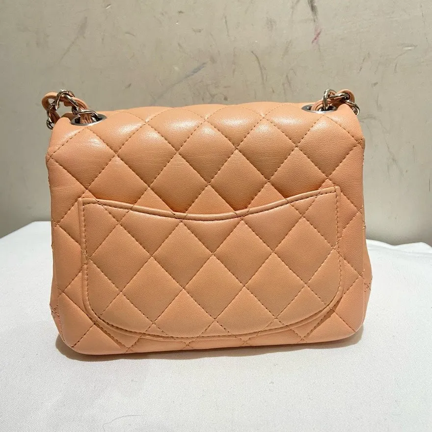 Chanel Classic Flap Pink Leather Shoulder Bag with ity Card