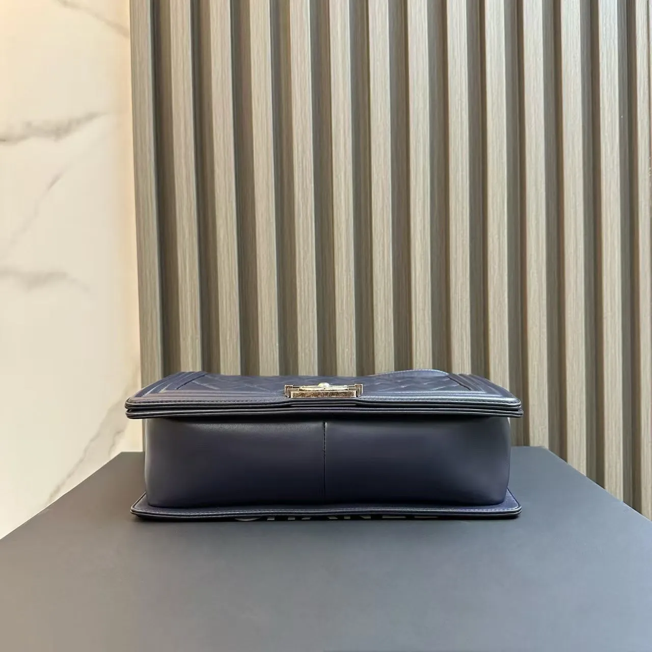 Chanel LeBoy Shoulder Bag Navy Leather 2014