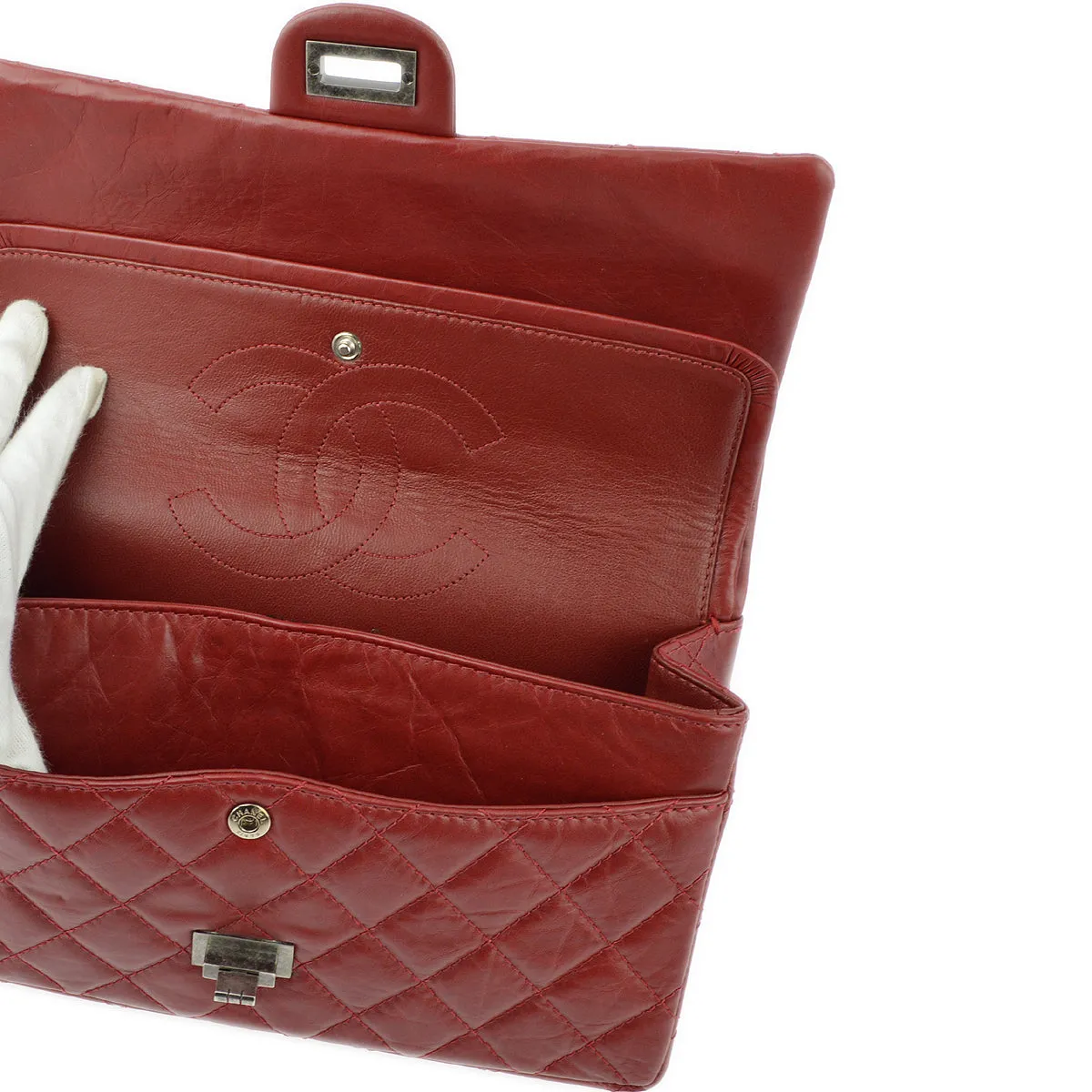 Chanel Red Calfskin 2.55 Classic Double Flap Shoulder Bag