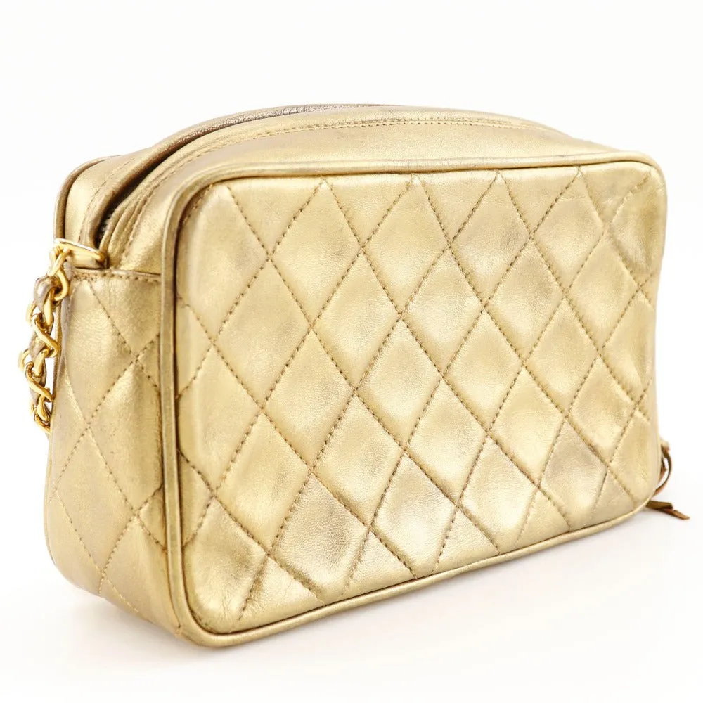 CHANEL Shoulder Bag A03727 lambskin gold Matrasse Fringe ChainShoulder Women Used