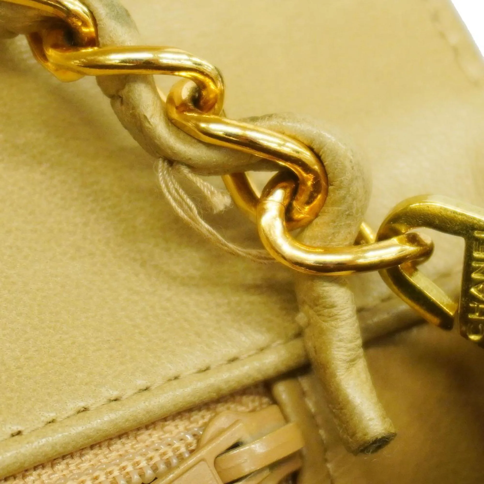 Chanel Shoulder Bag Diana Chain Lambskin Beige Women's