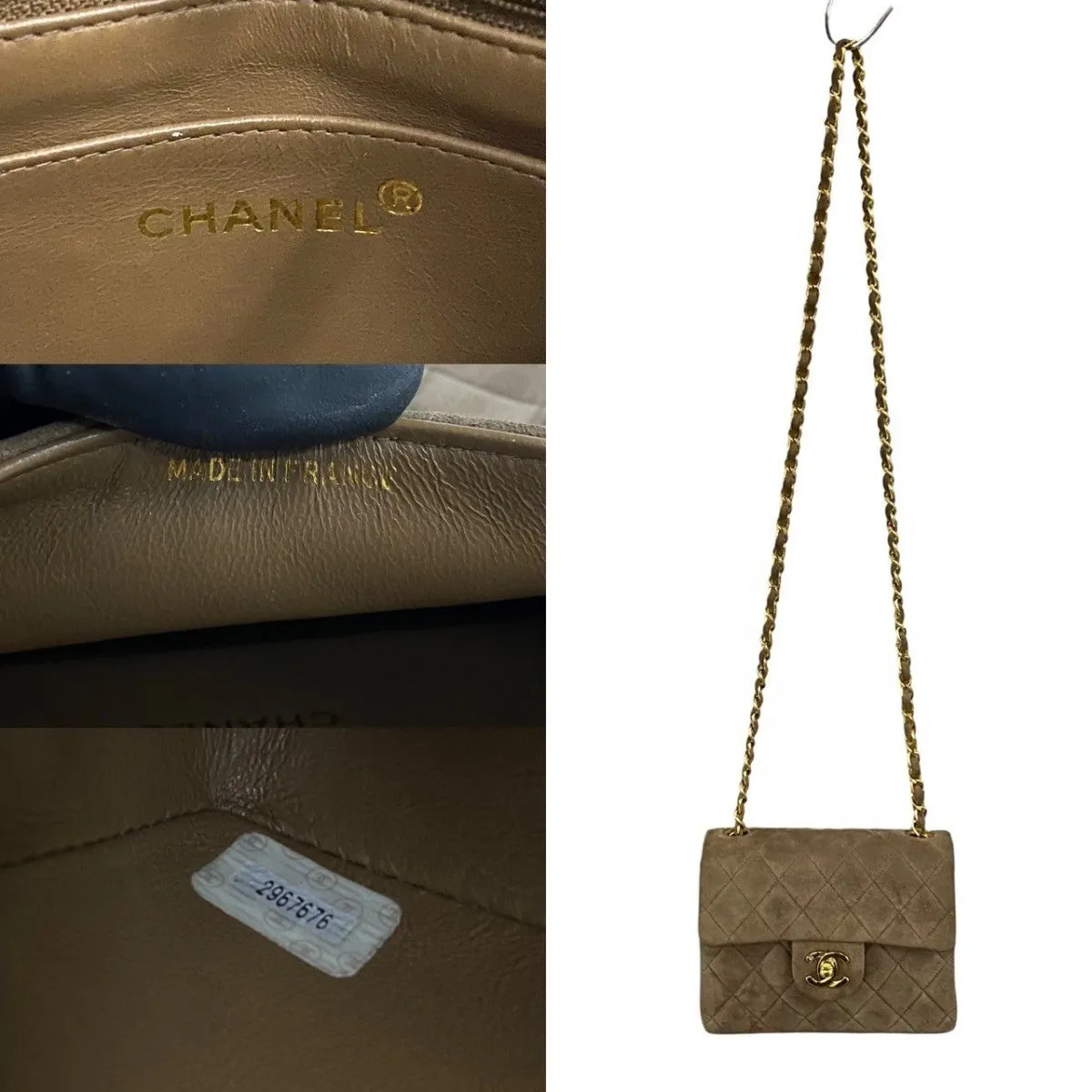 CHANEL Shoulder Bag leather beige COCO Mark Matrasse Women Used