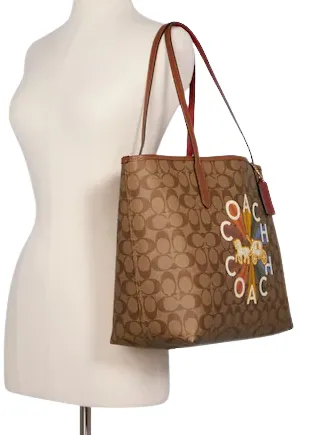 Coach Reversible City Tote in Signature Canvas With Coach Radial Rainbow