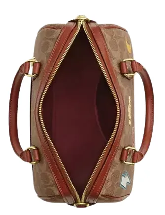 Coach Rowan Satchel Bag In Signature Canvas With Sticker Print