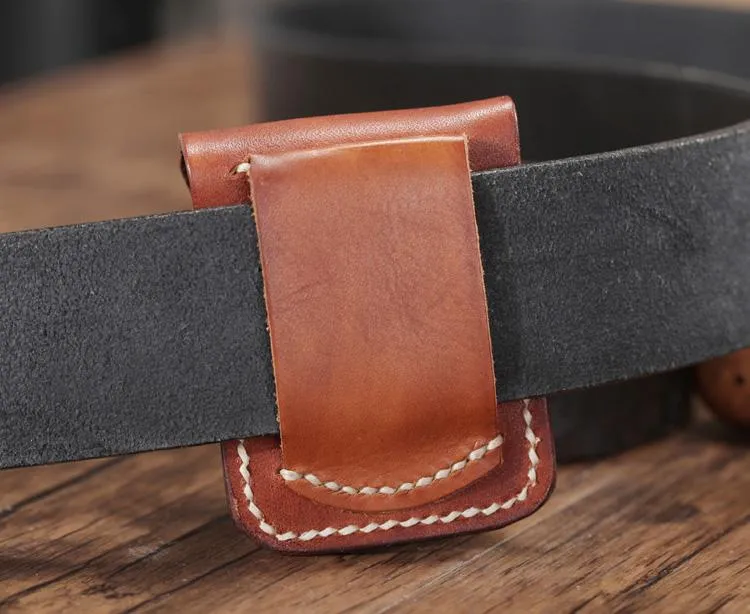 Cool Brown Leather Mens Zippo Lighter Case Holster Standard Zippo Lighter Holder with Belt Clip For Men