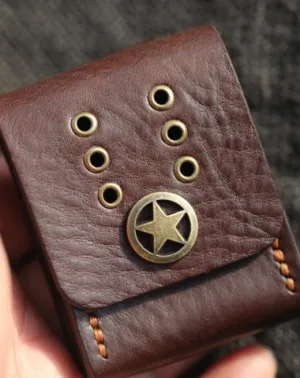 Cool Coffee Handmade Leather Mens Zippo Lighter Cases Standard Zippo Belt Loop Lighter Holders For Men