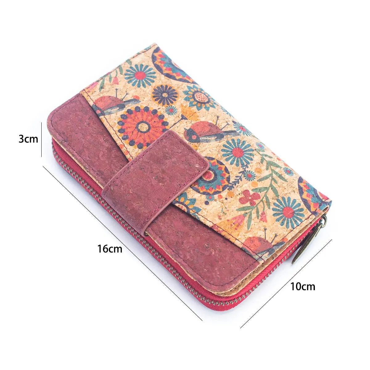 Cork Women's Rose&Plant Card Holder Mini-Flap Printed Wallet ?CBAG-2245