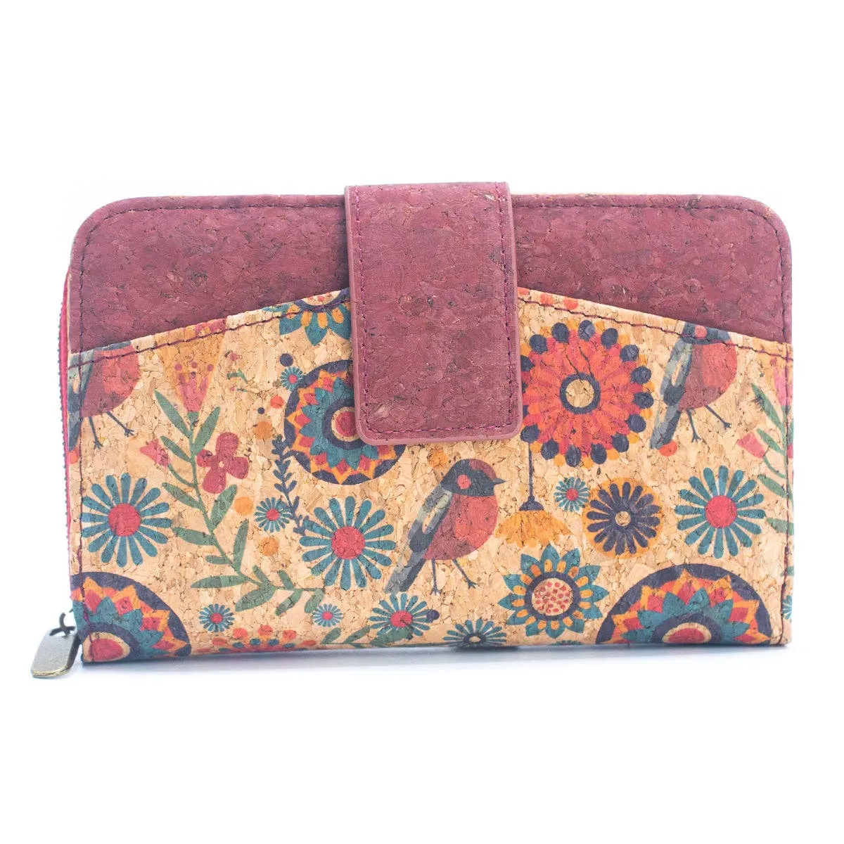 Cork Women's Rose&Plant Card Holder Mini-Flap Printed Wallet ?CBAG-2245
