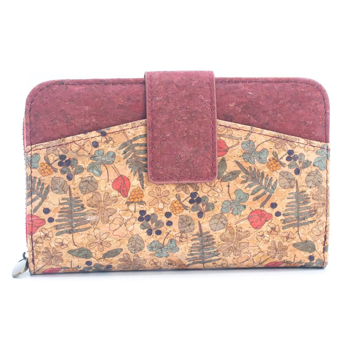Cork Women's Rose&Plant Card Holder Mini-Flap Printed Wallet ?CBAG-2245