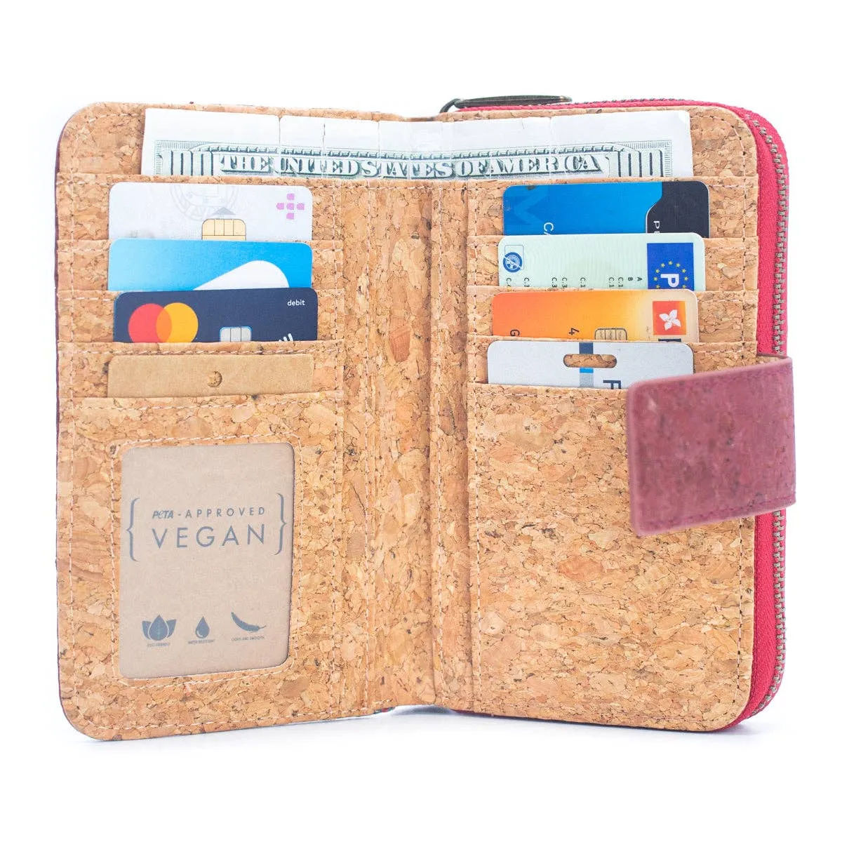 Cork Women's Rose&Plant Card Holder Mini-Flap Printed Wallet ?CBAG-2245
