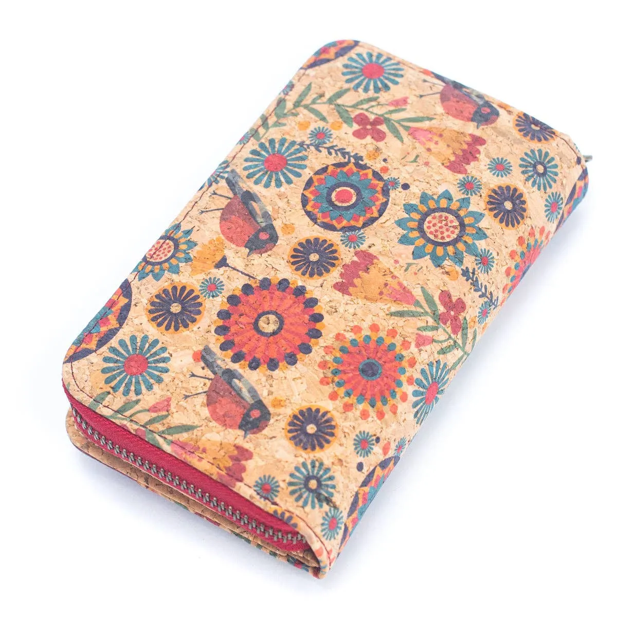 Cork Women's Rose&Plant Card Holder Mini-Flap Printed Wallet ?CBAG-2245
