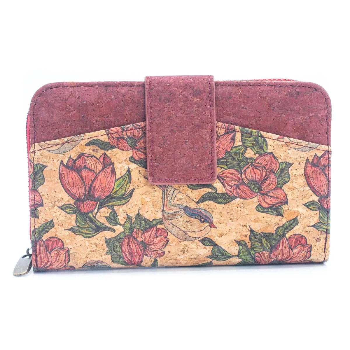 Cork Women's Rose&Plant Card Holder Mini-Flap Printed Wallet ?CBAG-2245