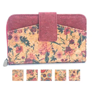 Cork Women's Rose&Plant Card Holder Mini-Flap Printed Wallet ?CBAG-2245
