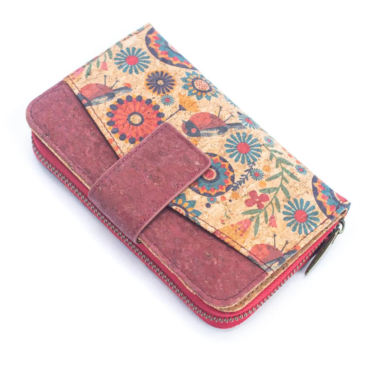 Cork Women's Rose&Plant Card Holder Mini-Flap Printed Wallet ?CBAG-2245