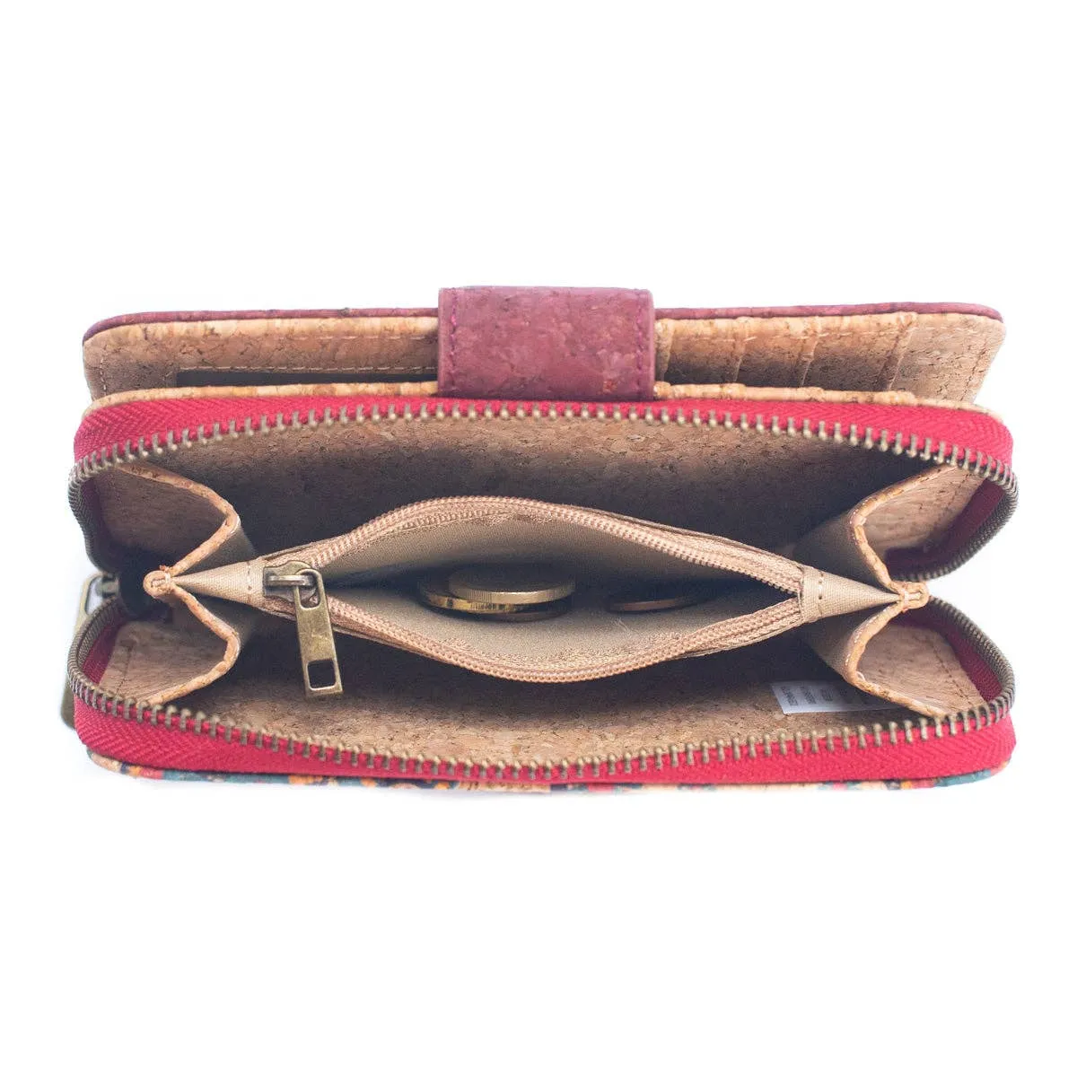 Cork Women's Rose&Plant Card Holder Mini-Flap Printed Wallet ?CBAG-2245