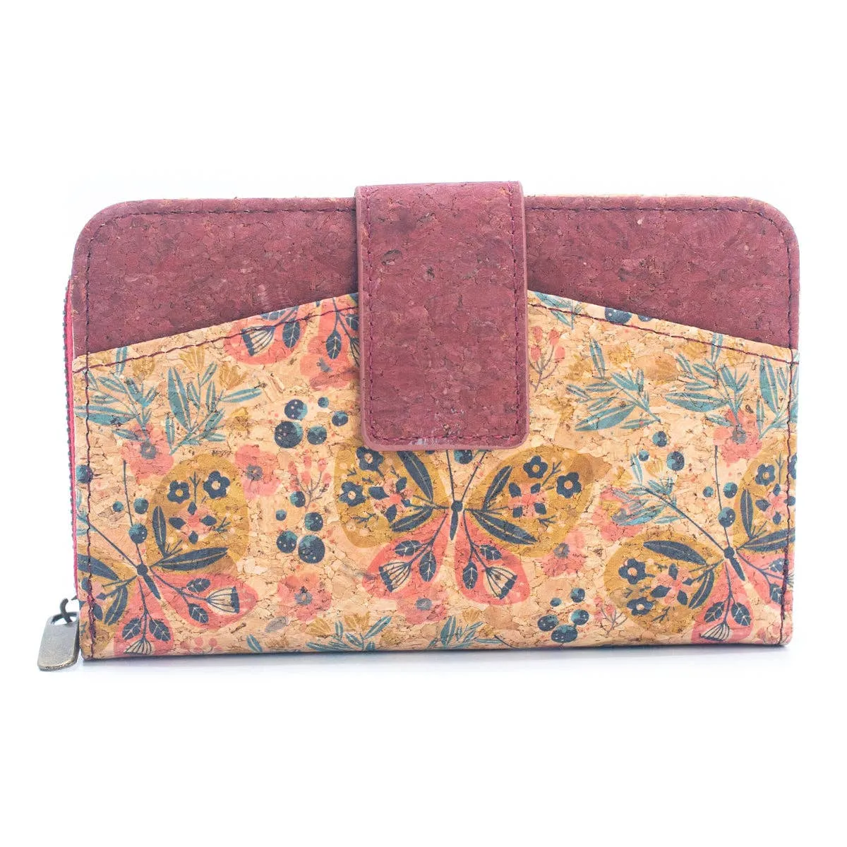 Cork Women's Rose&Plant Card Holder Mini-Flap Printed Wallet ?CBAG-2245