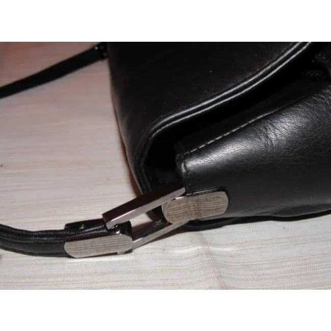 Decca black leather & gunmetal hardware shoulder bag