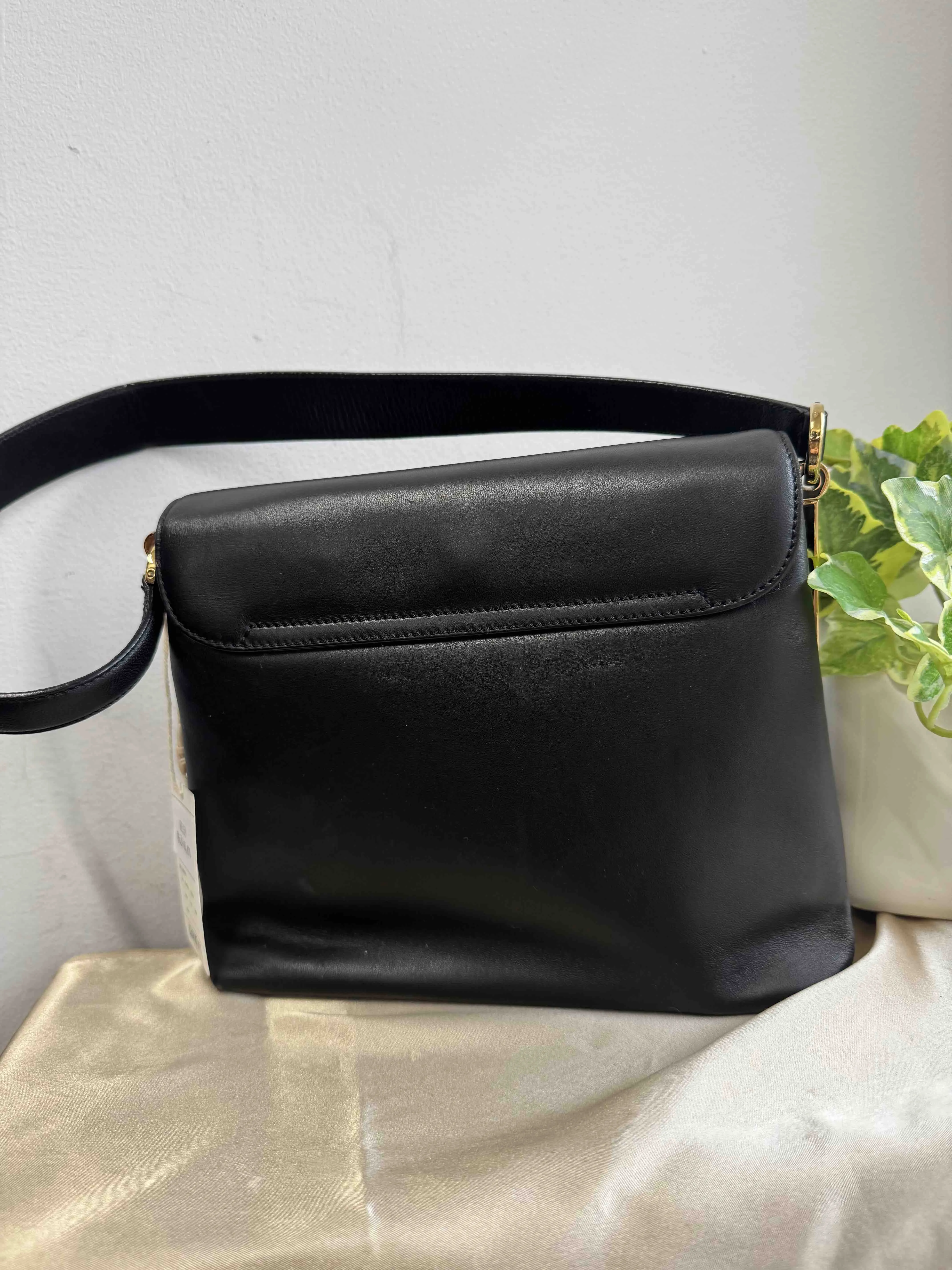 Ferragamo Black Lambskin Shoulder Bag