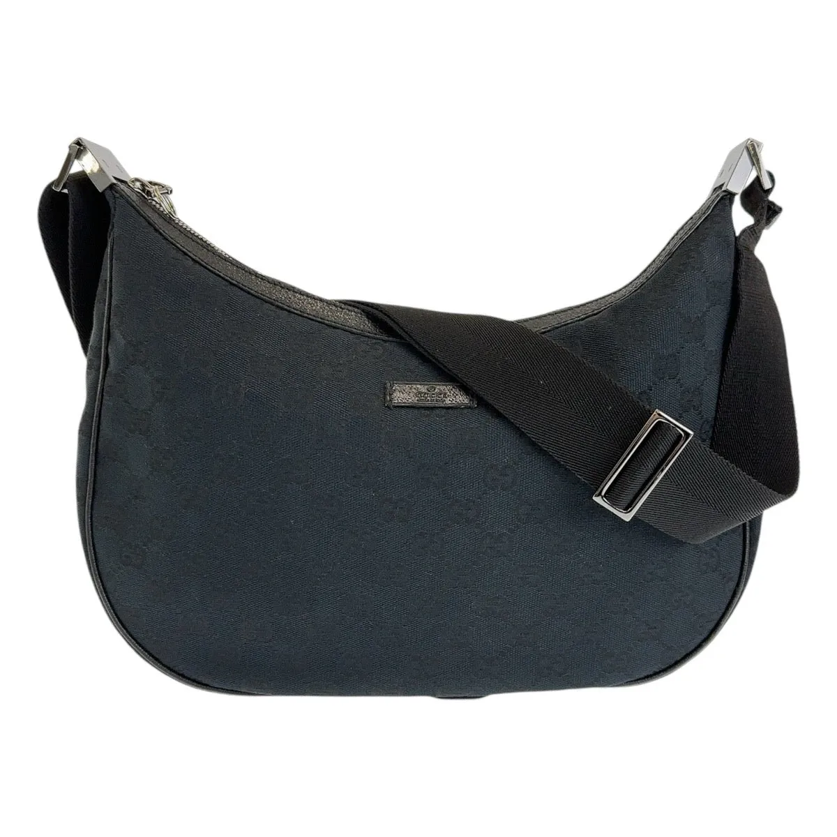 GUCCI Shoulder Bag 122790 GG canvas Black SilverMetal Crossbody Shoulder Bag Women Used