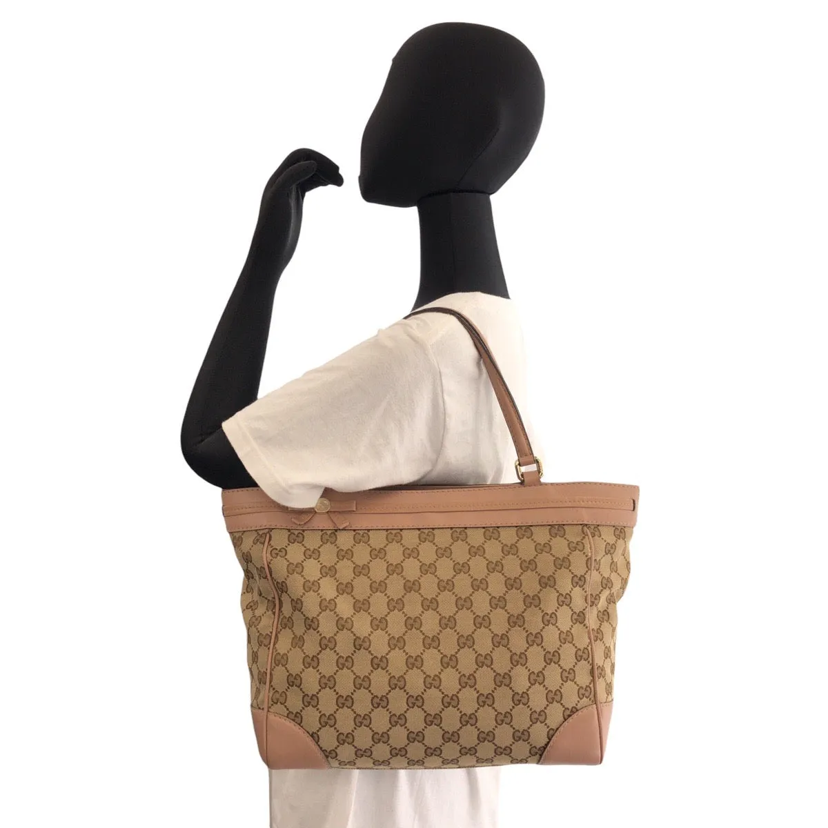GUCCI Tote Bag 257061 GG canvas, leather beige Tote Bag Shoulder Bag Mayfair Women Used