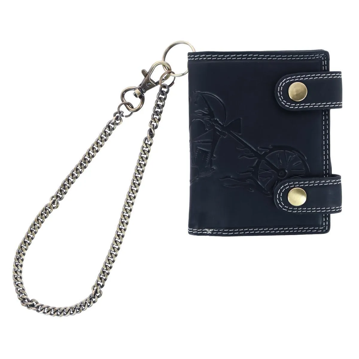 Men's Leather Motorcycle RFID Bifold Chain Wallet