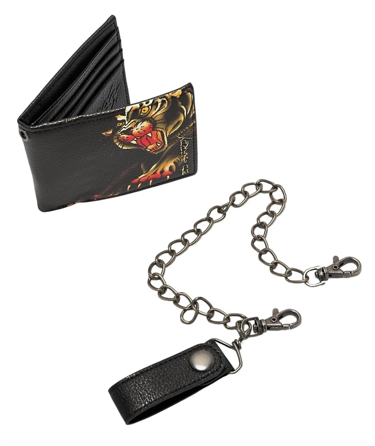 Men's Panther Chain Bifold Wallet In Black
