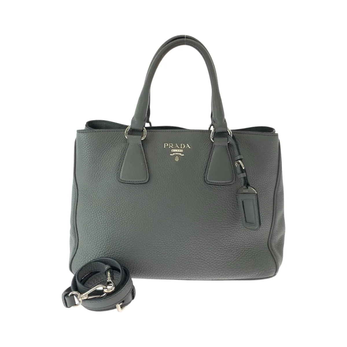 PRADA Shoulder Bag BN2579 leather gray Vitterodino logo