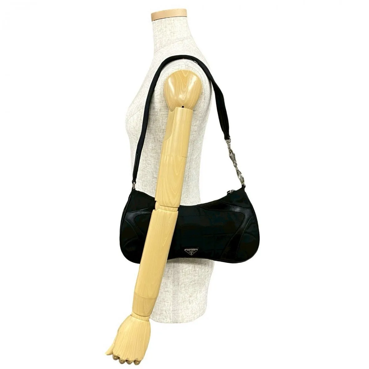 PRADA Shoulder Bag leather black