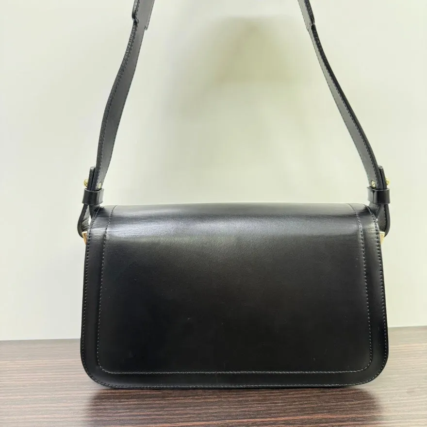 Preloved Celine Leather Shoulder Bag LB110364 Black - Vintage Designer Handbag