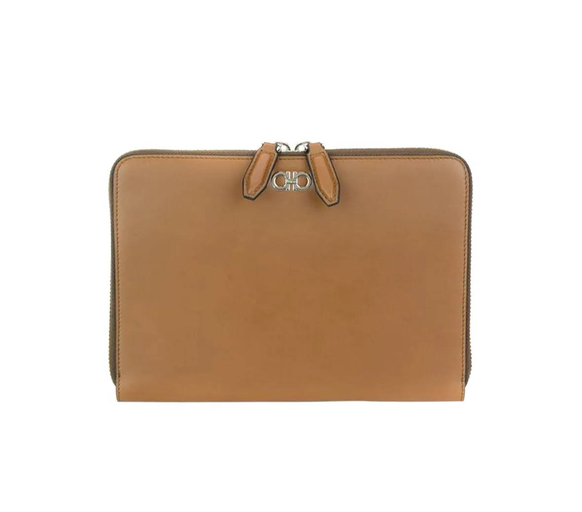 SALVATORE FERRAGAMO Gancio Men's 686773 Brown Zippered Continental Wallet