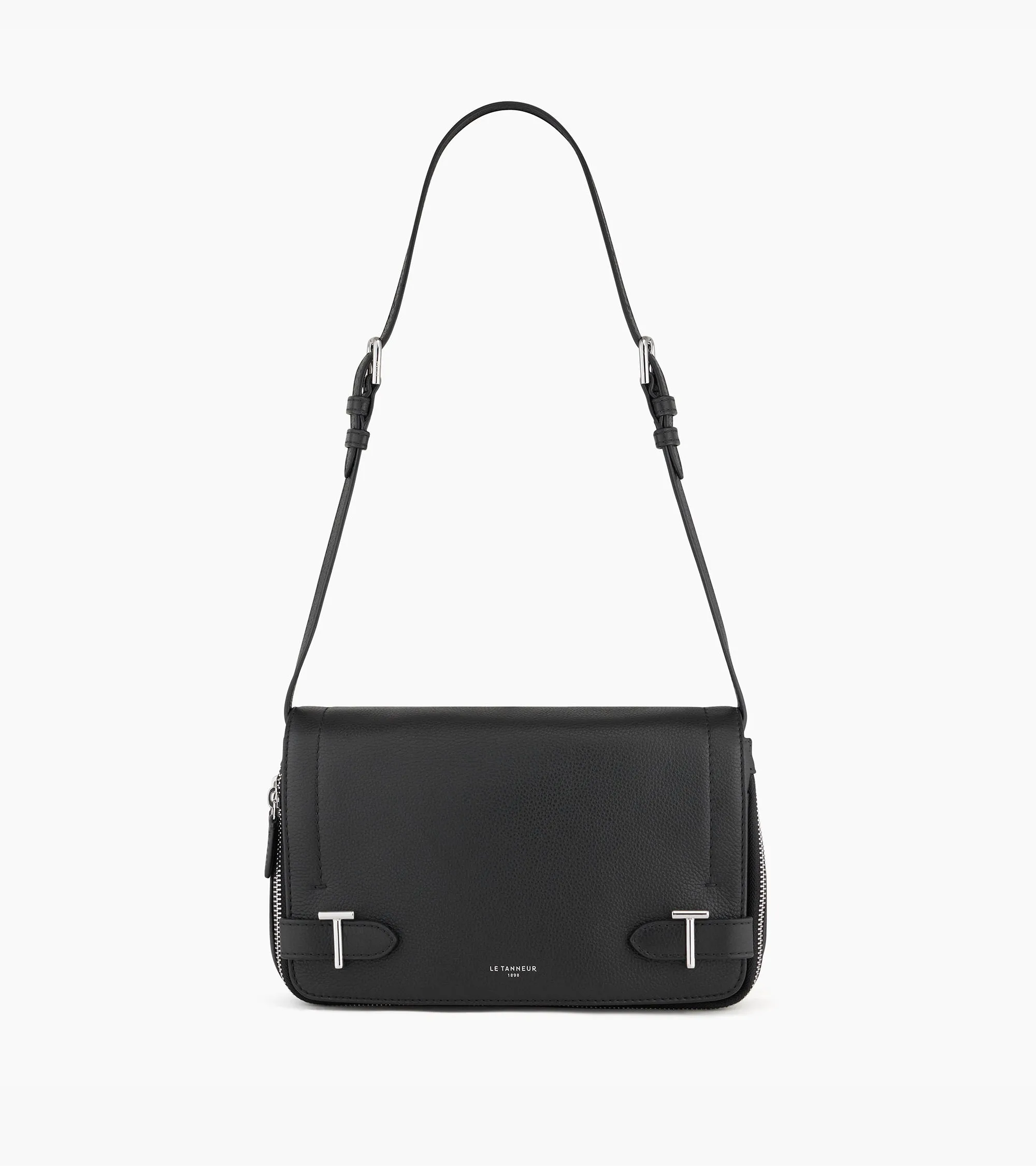 Simone small bag with crossbody strap in grained leather