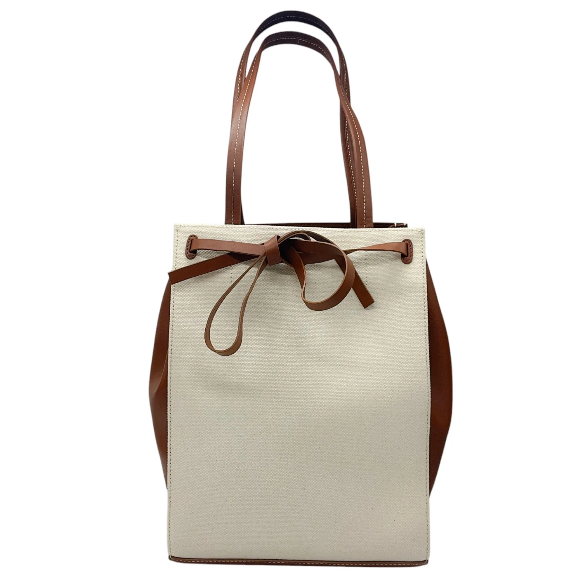 Vince Natural / Brown Leather Trimmed Linen Tote